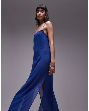 TOPSHOP Vestito Midi Trasparente Con Fiocchi - Blu