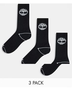 Timberland Bowden 3 Pack Crew Socks - Black