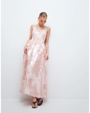 ARRANGE Embellished Sequin Cami Midi Dress With Full Skirt - Pink