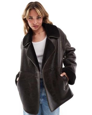 New Look Open Collar Bonded Jacket - Black