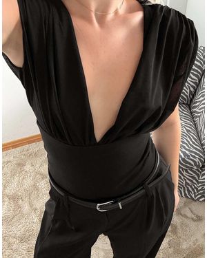 NA-KD V Neck Top - Black