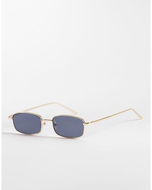Kaiia Exclusive Rectangular Black Lens Sunglasses - Blue