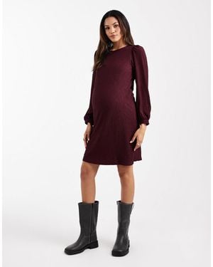 Vero Moda Vero Moda Materniy Plisse Blouson Sleeve Mini Dress - Red