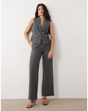 Kaiia Exclusive Tailored Wide Leg Trousers - Grey