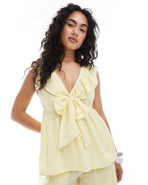 esmé studios Esmee Exclusive Tie Front Frill Collar Beach Top - Multicolour