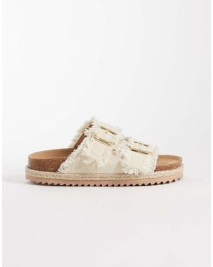 South Beach Double Buckle Espadrille Sandals - White