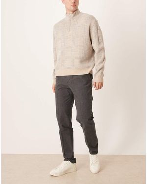 Mango Tailored Tweed Trousers - Natural