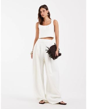 ASOS Pantalon ample ajusté à la taille - crème-pas - Blanc