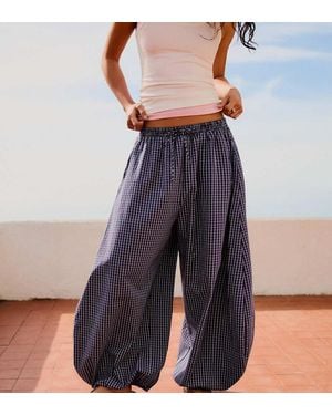 Bershka Petite Poplin Bloomer Trousers - Blue