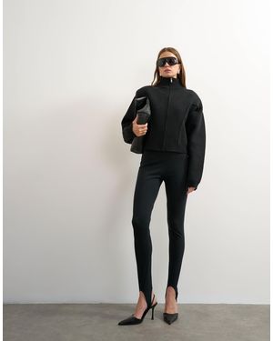 TOPSHOP Knitted Shoulder Padded Seam Detail Jacket - Black