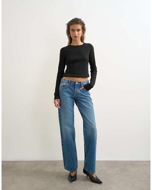 TOPSHOP Ember Low Rise Relaxed Straight Jean - Blue