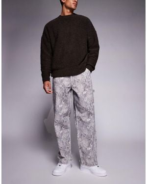 River Island Super Baggy Camo Printed Jeans - Brown