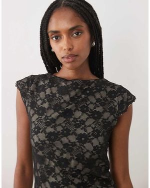 Abercrombie & Fitch Reversible Scoop Neck Lace Top With Removable Bra - Black