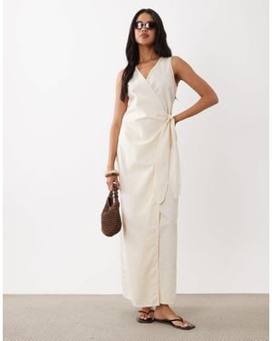 Kaiia – exklusives maxi-wickelkleid - Natur