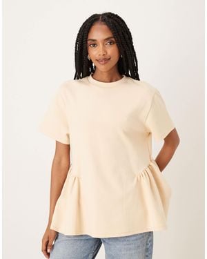 ASOS – kurzärmliges schößchen-t-shirt aus interlock - Natur