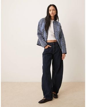 Jdy Printed Quilted Jacket - Blue