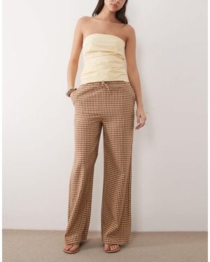 Threadbare Pantalon motif vichy à enfiler - marron et écru - Neutre