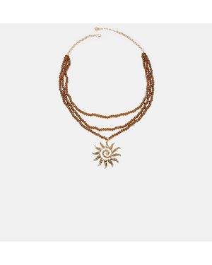 Stradivarius Collana Dorata Con Perline E Sole - Bianco