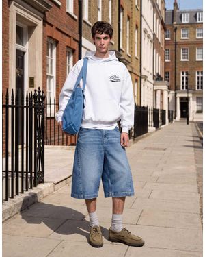 ASOS Longer Length Denim Jorts - White