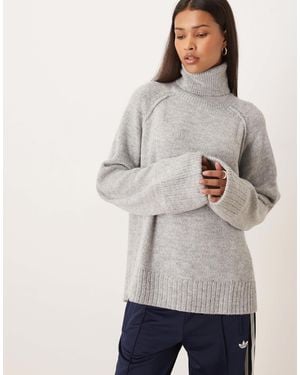 JJXX Roll Neck Sweater With Cuffs - Gray