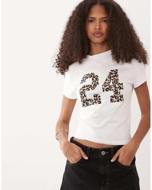ASOS Baby Tee With Leopard Number Graphic - White