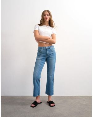 TOPSHOP Cropped Kick Flare Jeans - Blue