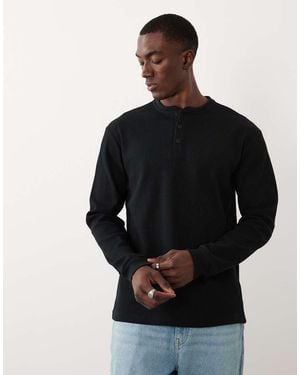 Only & Sons Long Sleeve Henley T-shirt - Black