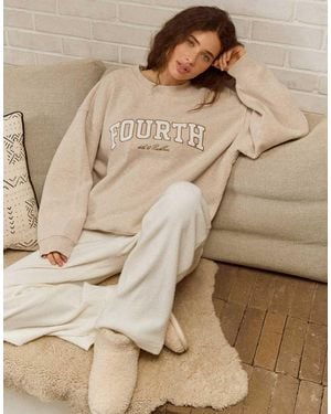 4th & Reckless Katoenrijk Sweatshirt Met Bouclé Fourth-Logo - Naturel