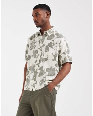 ASOS Relaxed Linen Blend Shirt With Floral Print - White