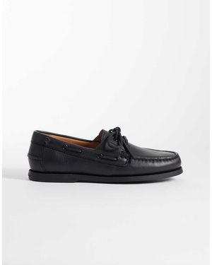 Polo Ralph Lauren Leather Boat Shoes With Tassels - Black