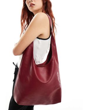 Glamorous Bolso Tote De Hombro Oscuro De Charol De - Rojo