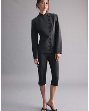 Stradivarius Asymmetric Multi-Button Blazer - Black