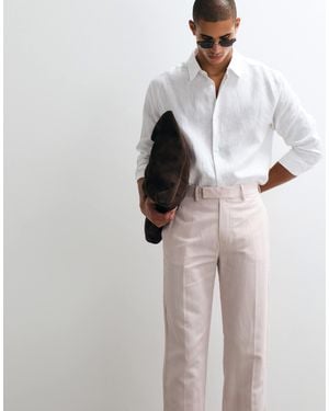 ASOS Tailored Linen Rich Straight Leg Pants - Pink