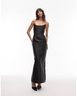 HEIRESS BEVERLY HILLS Structured Satin Corset Lace Up Back Maxi Dress - White