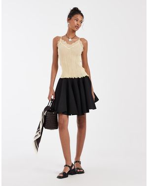 & Other Stories Knit Cami With Lace Neckline Detail - Yellow