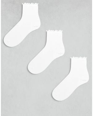 ASOS 3 Pack Frill Edge Ankle Socks - White