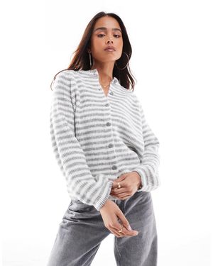 ASOS Gilet en maille à rayures et manches raglan - gris - Blanc