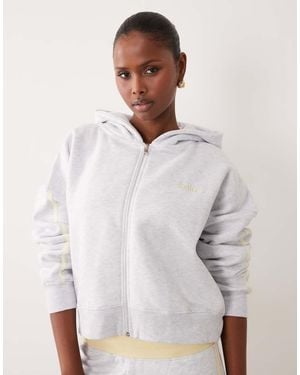 Kaiia Sudadera Con Capucha Oversize Con Cremallera, Raya Lateral Y Alto Contenido En Algodón En, Conjunto-Verde - Blanco