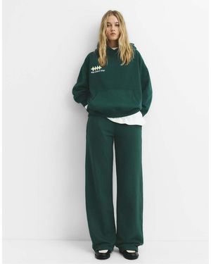 Pull&Bear Flowy Tracksuit Bottoms - Green