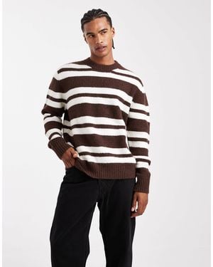 Jack & Jones Crew Sweater With Stripe - Brown