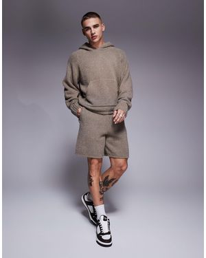 The Couture Club – shorts aus bouclé-strick - Grau