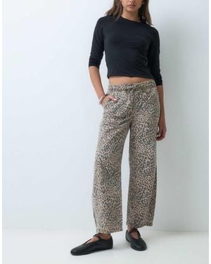Gap Pull On Leopard Print Jeans - Grey