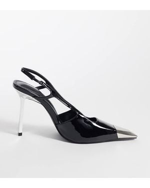 Public Desire Edie Heeled Court Shoes With Gold-tone Toe Caps - Blue