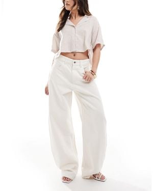 Bershka High Waisted Wide Leg Jeans - White