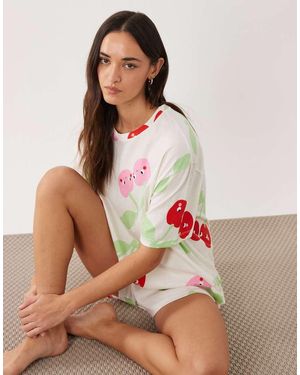 ASOS Oversized Tee And Shorts Pyjama Set With - Multicolour
