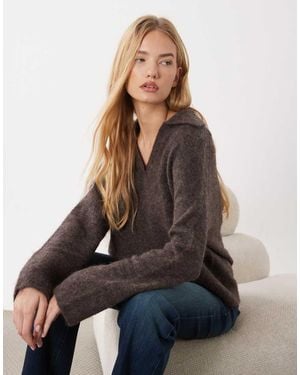 ARKET Super Soft Alpaca Wool Blend Polo Jumper - Brown