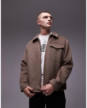 TOPMAN Wool Look Shacket - Grey