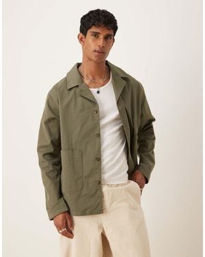 ASOS Asos Desgin Cotton Twill Worker Jacket - Green