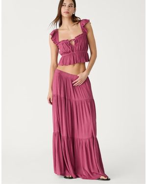 Stradivarius Boho Midi Skirt - Pink