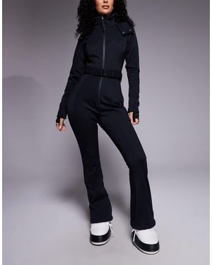 ASOS 4505 Ski & Snow Asos 4505 Hourglass Ski Soft Shell Belted Ski Suit With Slim Kick Leg And Faux Fur Hood - Blue